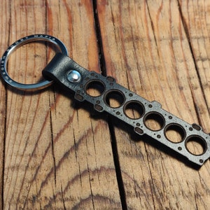6 Cylinder Gasket Leather Key Ring