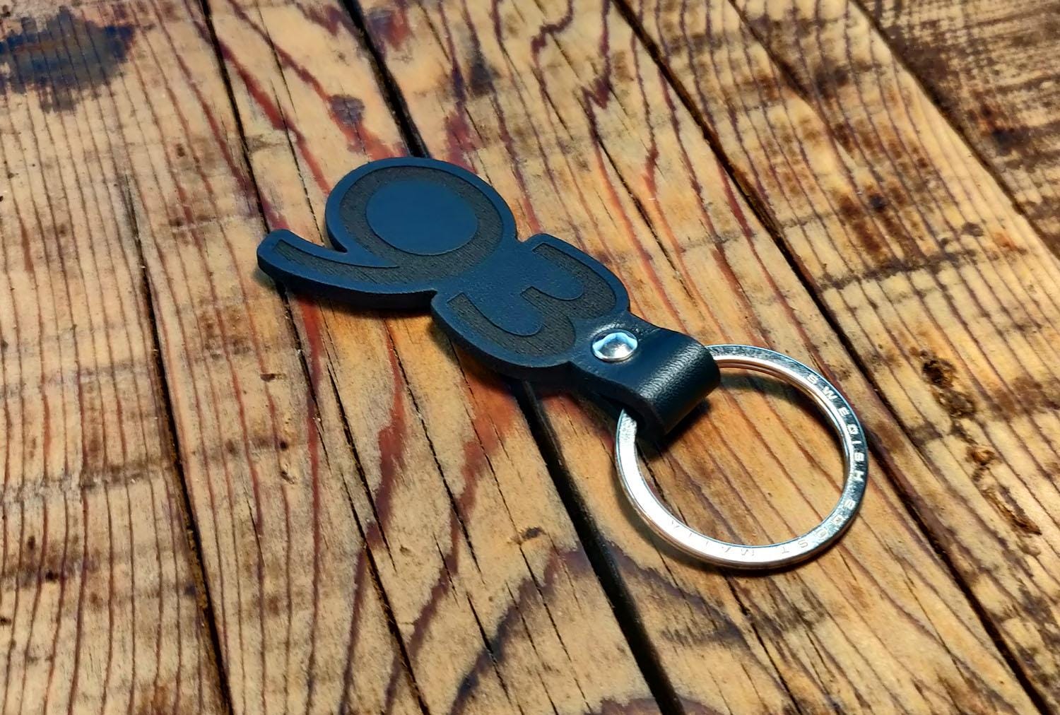 Saab 93 Leather Key Ring Made in the UK and hand finished