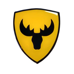 Moose Head Shield 3D Polydome Decal - Yellow  - Prancing Moose Alternative