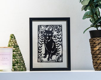 Custom pet portrait in Chinese paper cutting style