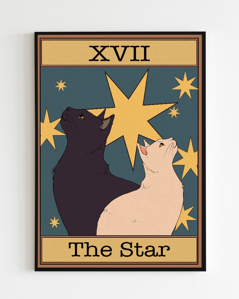 The Star Cat Tarot Card Printable Print/tarot Wall Etsy