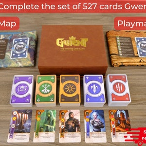 Gwent Cards. 527 Cards with Luxury Leather Case. All 5 Decks. Playmat and Map included. The Witcher Card Game. Valentine Gift. image 1