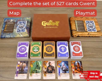 Gwent Cards. 527 Cards with Luxury Leather Case. All 5 Decks. Playmat and Map included. The Witcher Card Game. Valentine Gift.