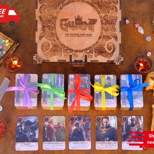 Gwent Cards. 527 Cards with Wooden Box. All 5 Decks. Playmat and Map included. The Witcher Card Game. Valentine Gift.