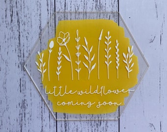Wildflower pregnancy announcement plaque