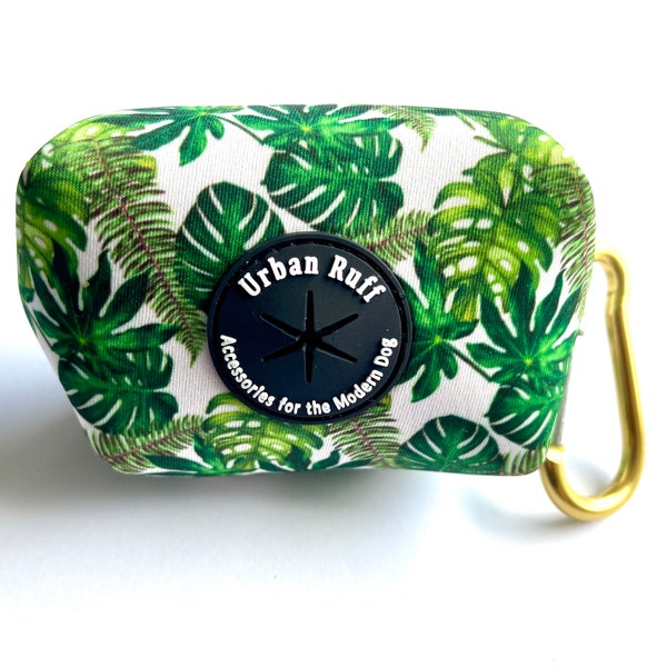 Palm Life - Poo Bag Holder, Oversized waste bag holder, fits keys, treats, poo bags. Clip to attach to leash. By: Urban Ruff