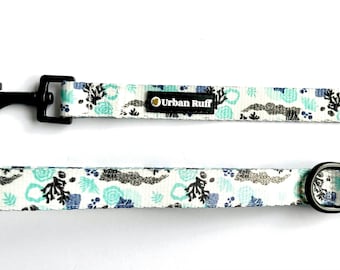 Under the Sea Leash with Designer Pattern, Padded Handle & Metal Clasps.  D ring to secure Waste bag to leash - by Urban Ruff