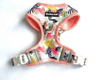 Pink Tropics,  Dog Harness,  Fully Adjustable Neck & Chest Dog Harness with Reflective Material, Designer Dog Harness by Urban Ruff