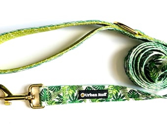 Palm Life - Leash with Designer Pattern, Padded Handle & Metal Clasps.  D ring to secure Waste bag to leash - by Urban Ruff