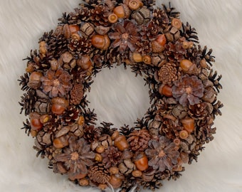 PINE WREATH, DRIED Botanicals, Flower Door Décor, Unique Round Natural Pinecone Wreath Winter Christmas Door Decoration Gift Christmas