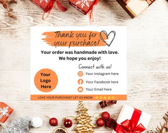 Small Business Thank You Card Template, Editable Business Thank You Card Thanks For Your Purchase Card, Printable Thank You Package Insert