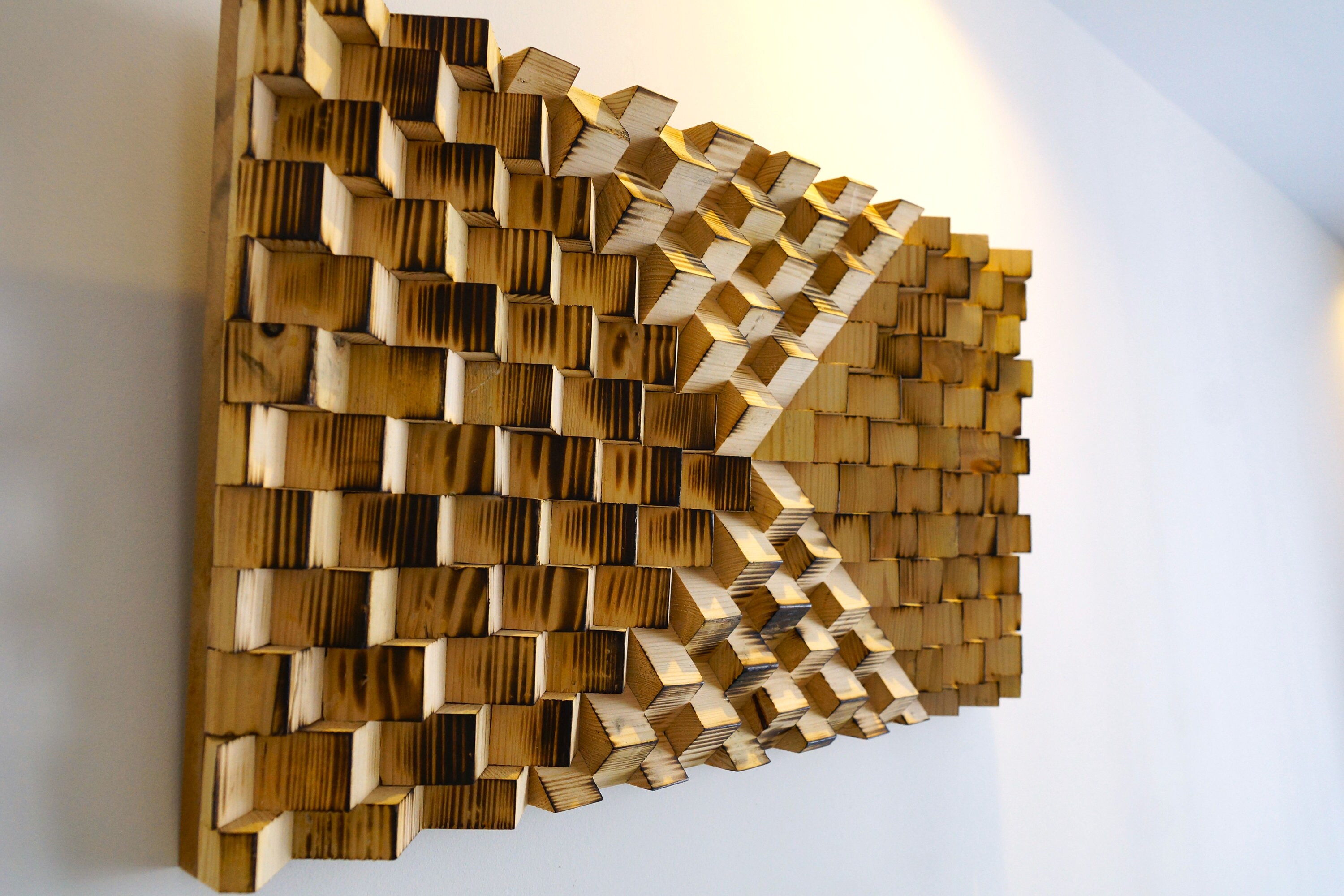 3D Wood Wall Decorative Panel Wood Wall Art Burning Natural Etsy