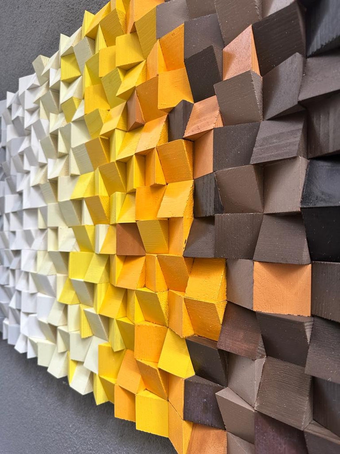 3d Colorful Wood Wall Decor, Natural Abstract Wood Wall Art, Modern