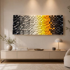 3d colorful wood wall decor, Natural Abstract Wood Wall Art, Modern Wall Art, Sound Diffuser Panel