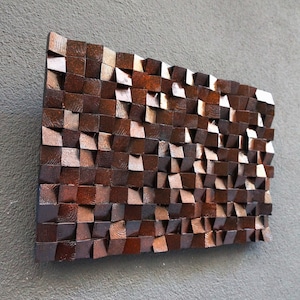 3D Wall Decor Black and Bronze Acoustic Panel, Sound Diffuser,  Abstract Wood Wall Art, Wood Sound Diffuser