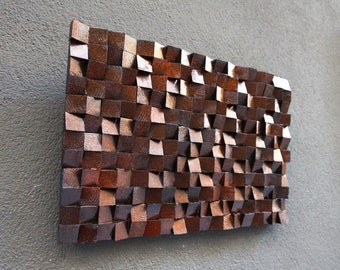 3D Wall Decor Black and Bronze Acoustic Panel, Sound Diffuser,  Abstract Wood Wall Art, Wood Sound Diffuser