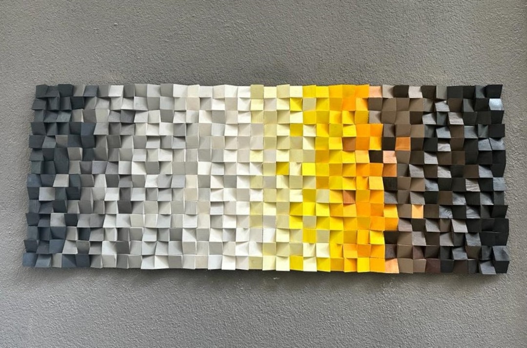 3d Colorful Wood Wall Decor, Natural Abstract Wood Wall Art, Modern