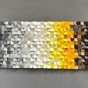 3d colorful wood wall decor, Natural Abstract Wood Wall Art, Modern Wall Art, Sound Diffuser Panel