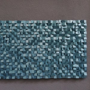 Acoustic Panel 3d Wood Wall Decor, Decorative Natural Abstract, Mosaic Wood Art, Wooden Wall Decor Modern Blue Piece