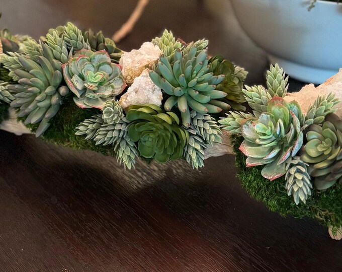 Premium Artificial Succulent Centerpiece with Geodes – 24" Table Arrangement