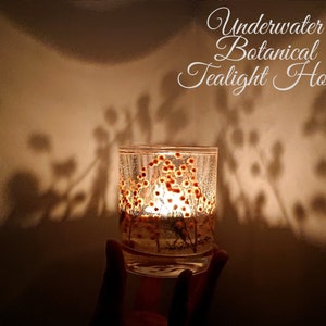 Yellow Mimosa Flower Glass Tealight Holder, Women&#39;s Day Mimosa Decor, Home Cosy Corner Accent Lantern, Mimosa Indoor Accent Candle Holder