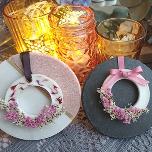 Pink and White Hanging Soy Wax Freshie, Mini Flower Wreath With Fragrance, Bathroom Air Freshener and Decor, Scented Gift For Female Friend