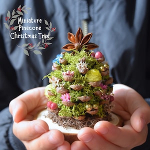 Mini Pinecone Christmas Tree, Desktop Xmas Tree, Table Top Christmas Tree Decor, Xmas Party Table Decor, Green Christmas Gift Shelf Decor