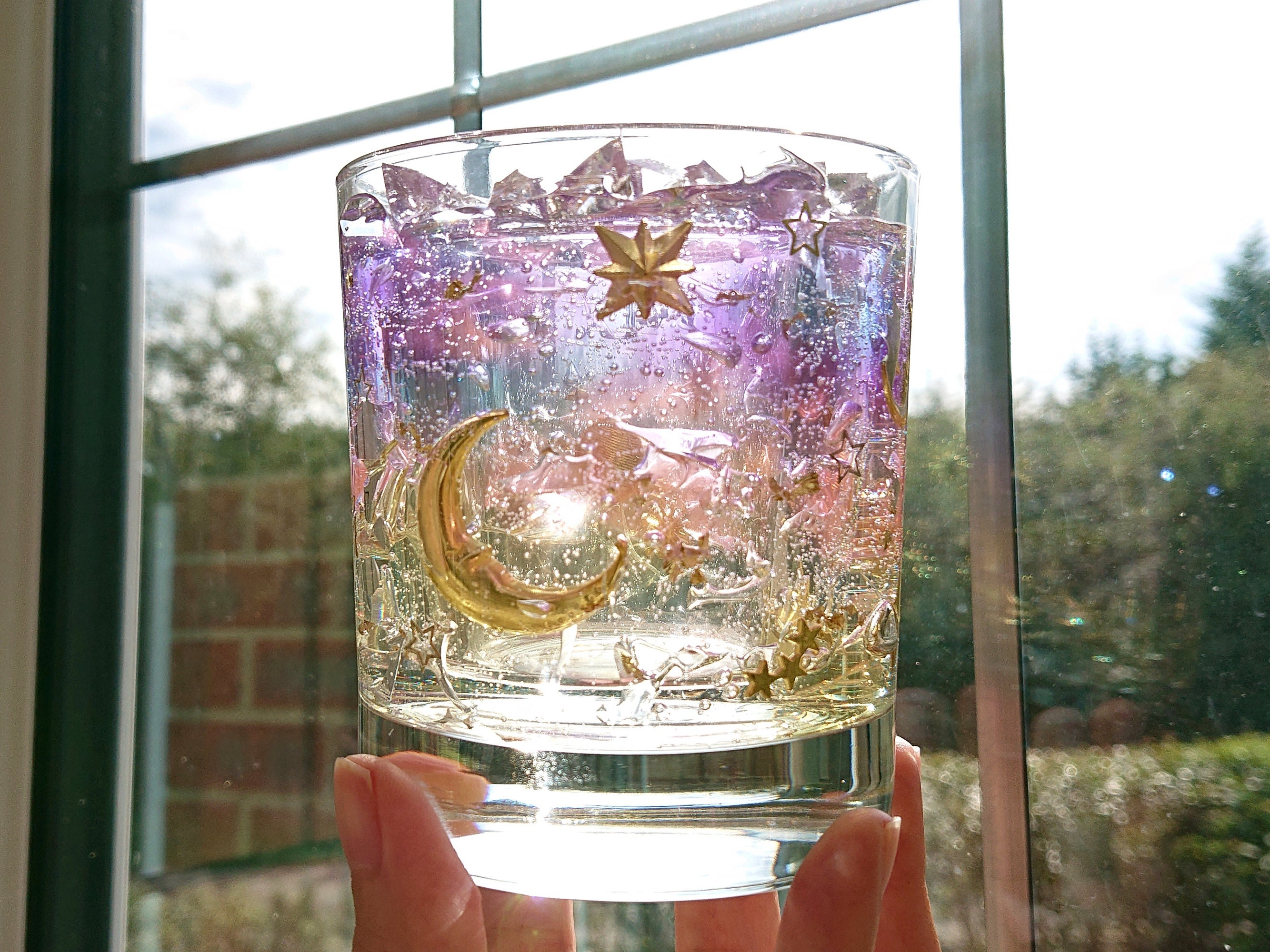 Moon and Stars Celestial Tealight Holder Purple Dusk and Dawn Etsy UK