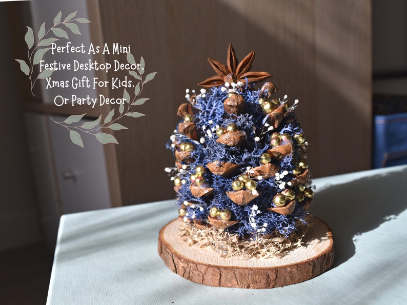 Blue Pinecone Christmas Tree Mini Xmas Tree Table Top Etsy UK
