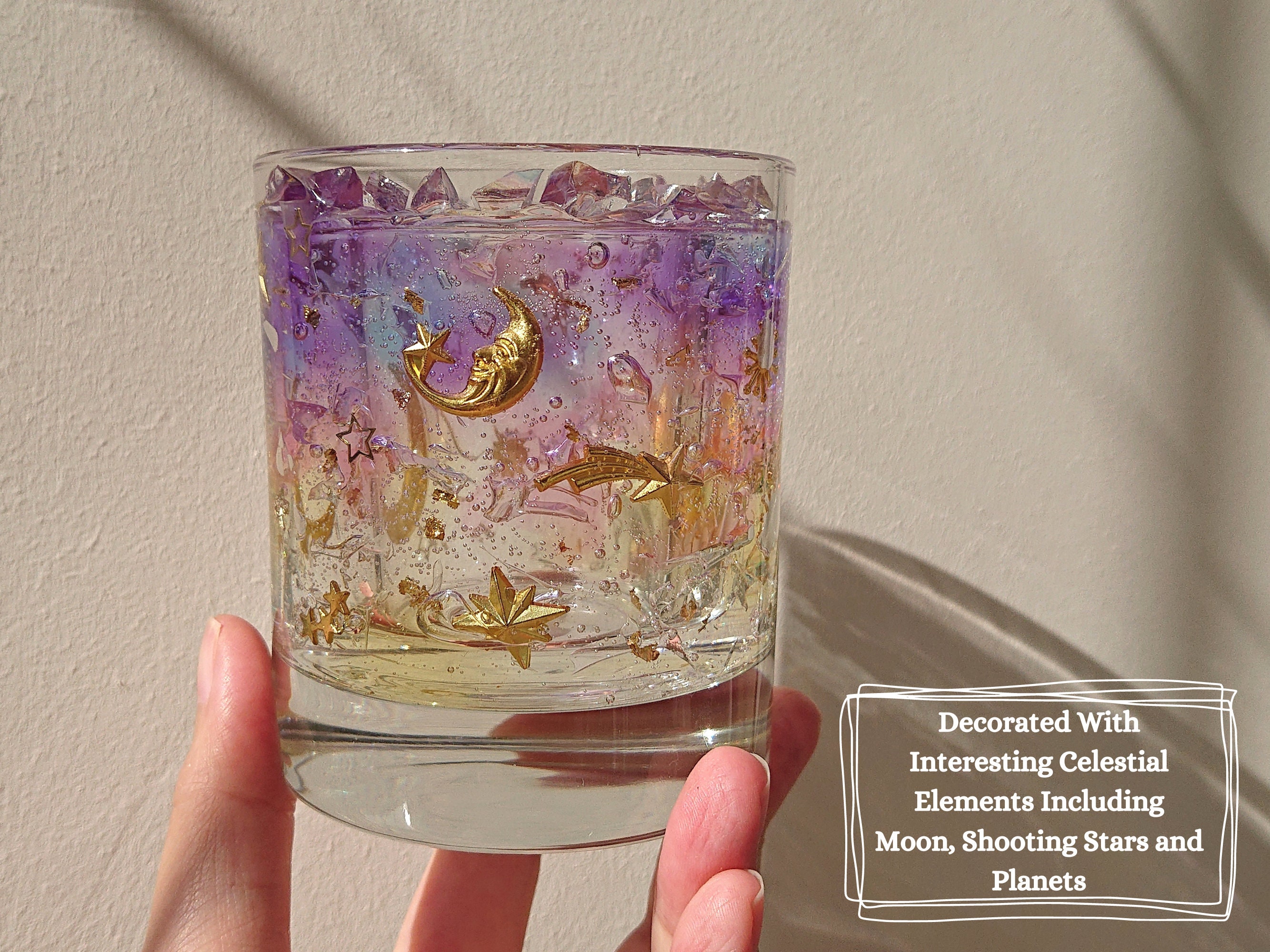 Moon and Stars Celestial Tealight Holder Purple Dusk and Dawn Etsy UK