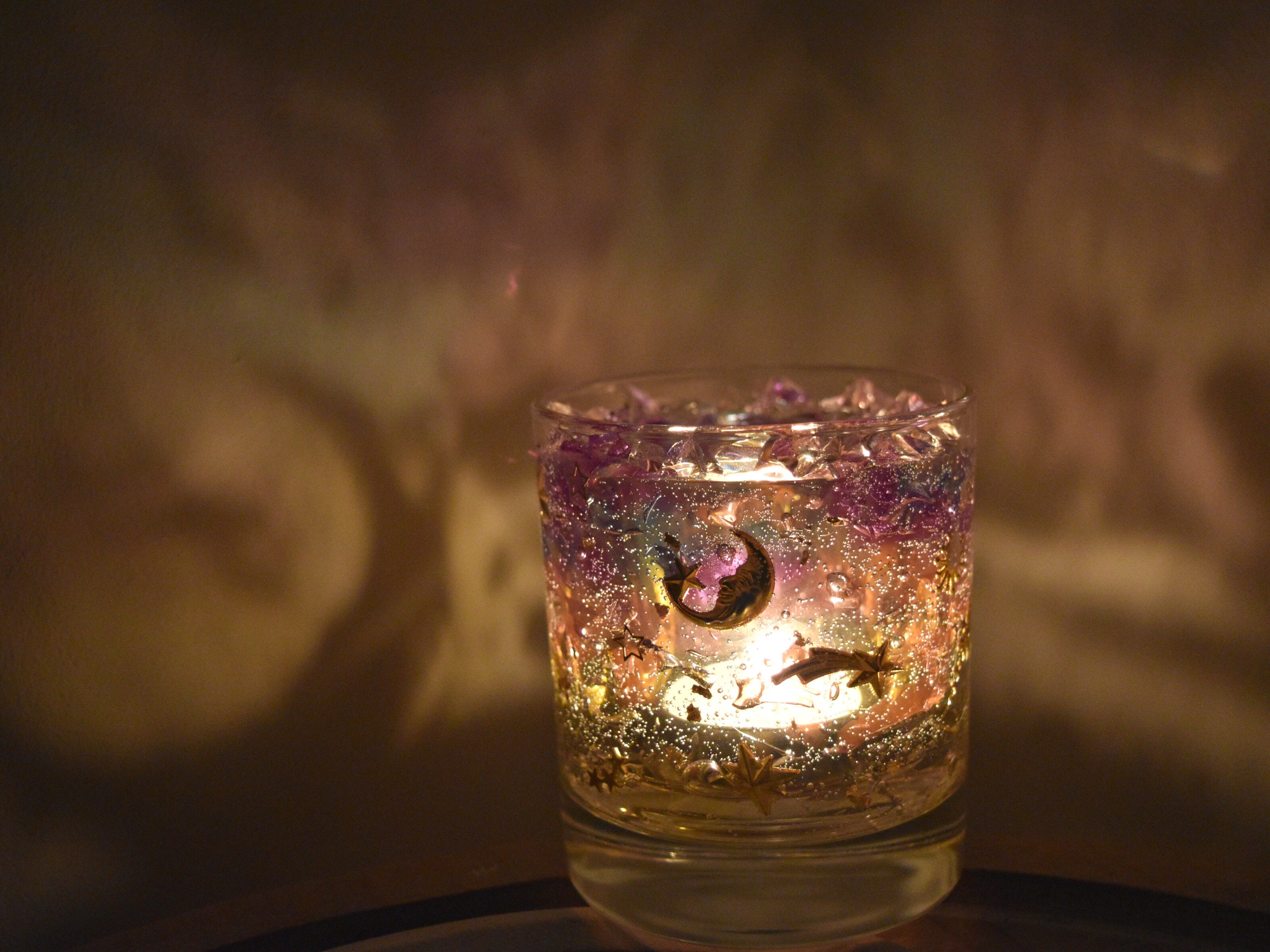 Moon and Stars Celestial Tealight Holder Purple Dusk and Dawn Etsy UK