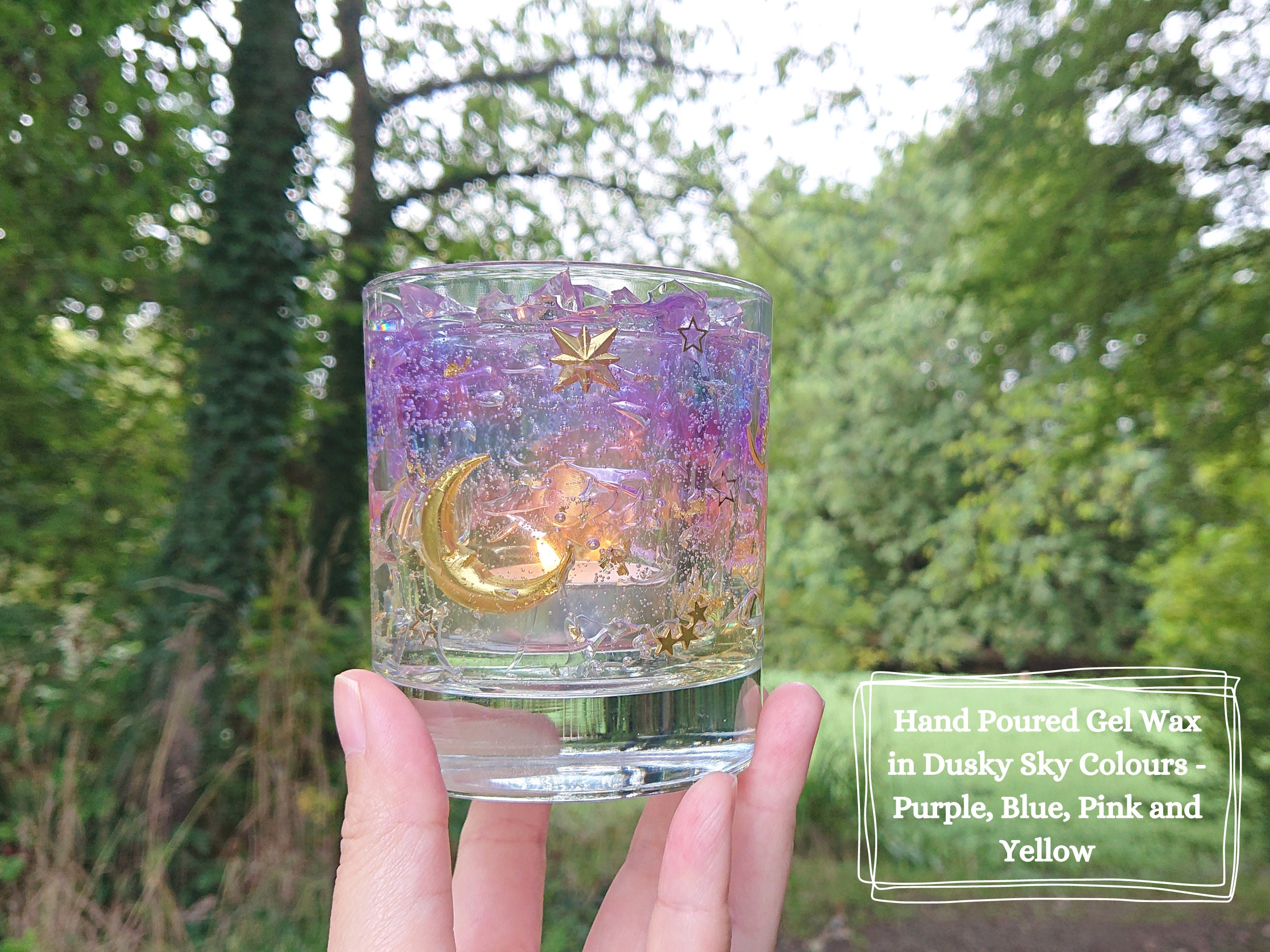 Moon and Stars Celestial Tealight Holder Purple Dusk and Dawn Etsy UK