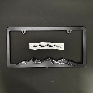 Blackout Mountain License Plate Frame w/ Dome Decal Mountain Decal Sticker