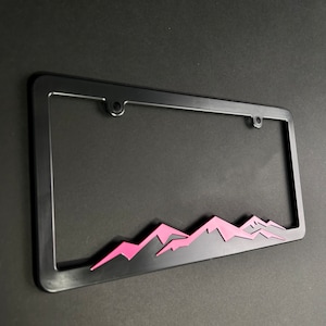 Pink Mountains Plastic License Plate Frame
