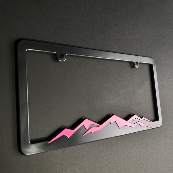 Pink Mountains Plastic License Plate Frame