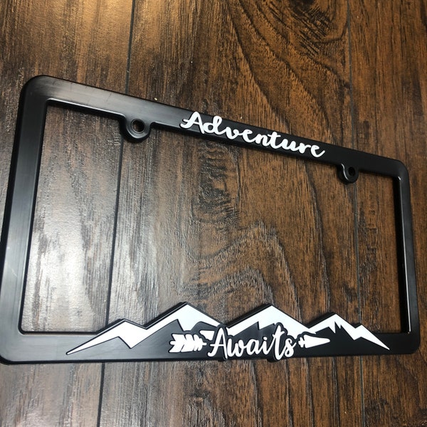 Adventure Awaits Raised Letter License Plate Frames