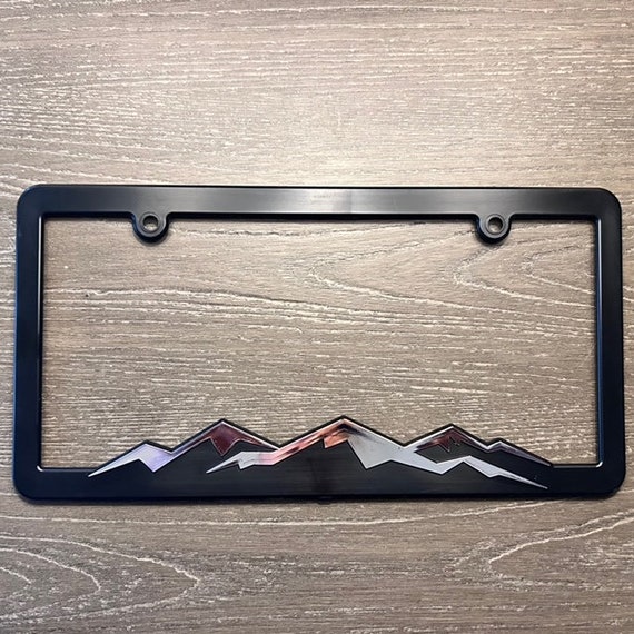 Chrome Mountain Raised Imprint License Plate Frame