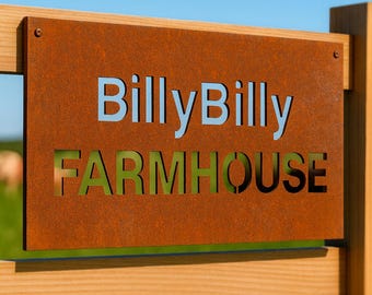 Cottage Farmhouse Sign, Custom Metal Name Plaque & Country Home Decor