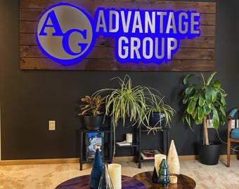 Business Backlit Logo Sign – Custom 3D LED Wall Sign – Lighted Office Branding Sign