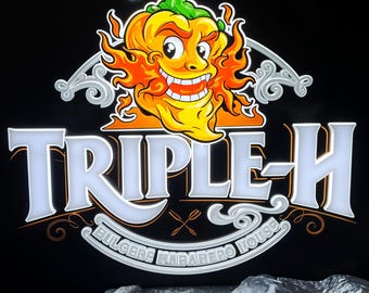 Cafe & Restaurant Sign - Custom Acrylic 3D Logo with Backlit Glow - Bar or Bistro Wall Sign