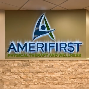 3D Metal Logo Sign – Custom Backlit Office Wall Sign – LED Business Sign for Company Reception & Branding