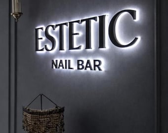Premium Halo LED Business Sign, Custom 3D Metal Logo for Reception & Office Wall