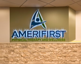 Custom Metal Logo Sign – LED Lighted 3D Business Wall Sign – Office Reception Branding Sign