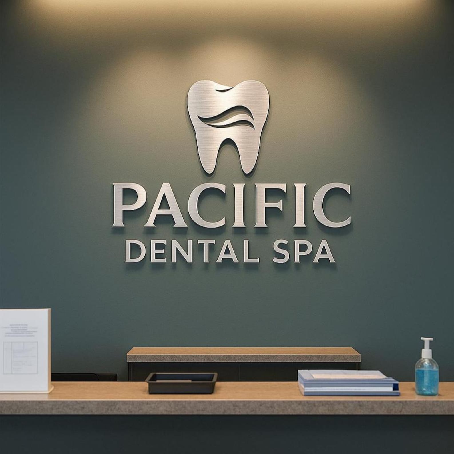 Tooth Signage Custom 3D Dental Office Wall Sign, Laser-cut Metal Reception Branding ...
