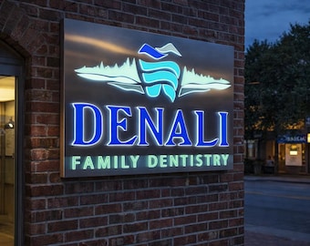 Weatherproof Outdoor LED Business Sign, 3D Metal Backlit Logo for Storefront & Exterior Wall