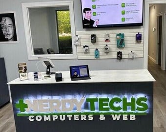 Front Desk Illuminated Business Sign, 3D LED Office Logo Sign, Reception Sign