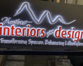 LED Backlit Business Sign - Custom Office Wall sing , Modern Backlit Sign for Business - office sing,  3D Metal Sign, Business Sign,