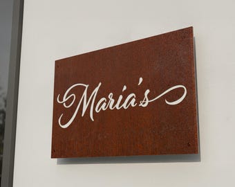 Personalized Rustic Wall Sign - Metal House Name Plaque & Custom Rustic Metal Sign - Outdoor House Name