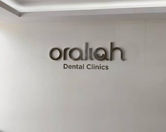 Metal Signage Laser Cut Logo 3D Business sign Custom Laser Cut Brushed Metal Logo Custom Metal Sign Reception Sign Custom Logo Company Sign