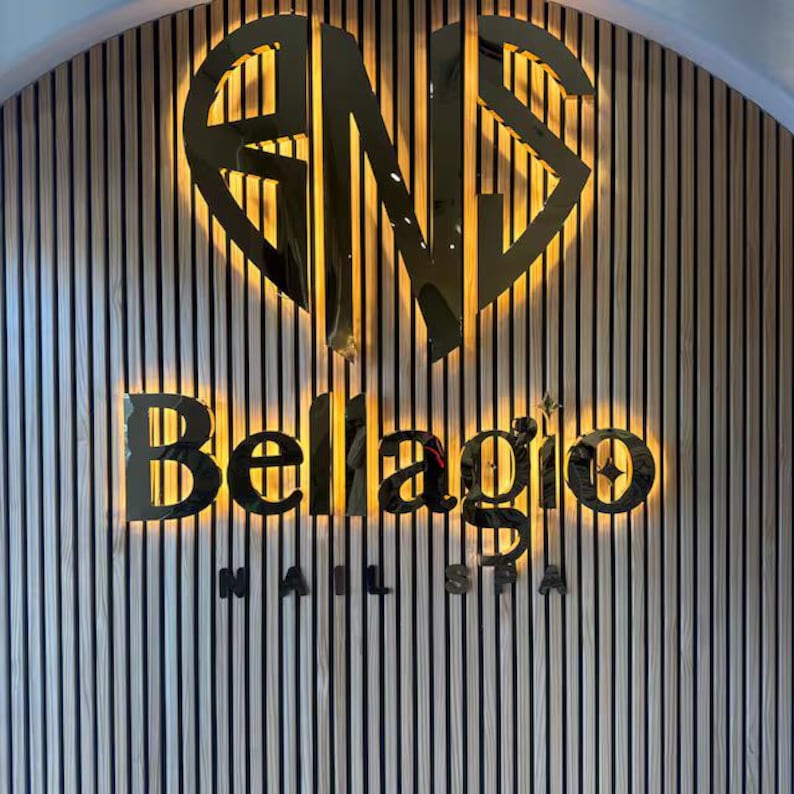 Gold custom logo sign office sign